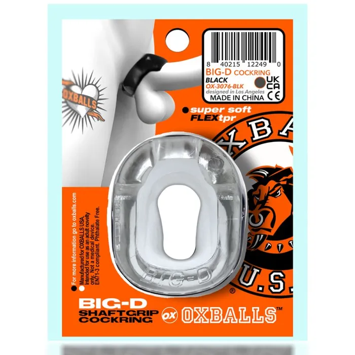 Male Sex Toys | OxBalls Big D Shaft Grip Cock Ring Clear