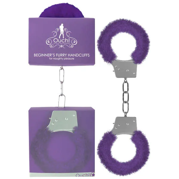 Ouch Beginners Furry Handcuffs Shots Toys Male Sex Toys