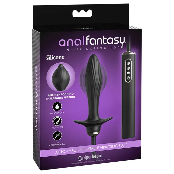 Pipedream Male Sex Toys Anal Fantasy Elite Auto Throb Inflatable Vibrating Plug