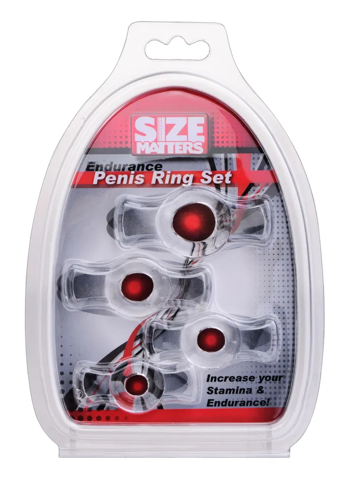 Size Matters Endurance Clear 4 Ring Penis Set Male Sex Toys