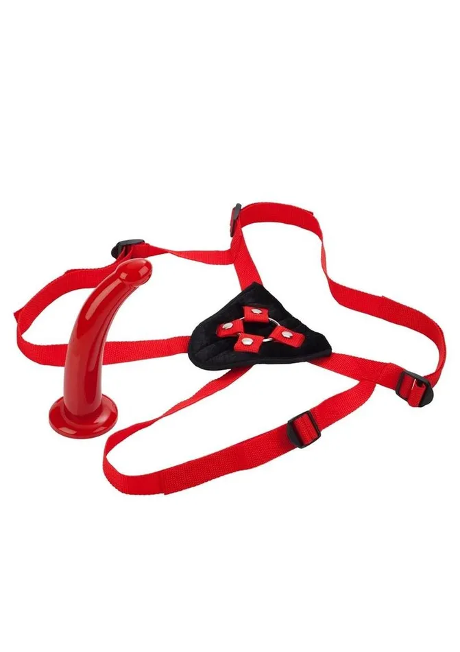 CalExotics Female Sex Toys | Red Rider Adjustable Strap-On with Dildo