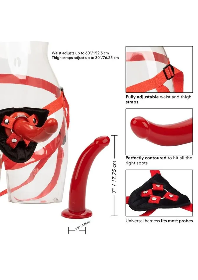 CalExotics Female Sex Toys | Red Rider Adjustable Strap-On with Dildo