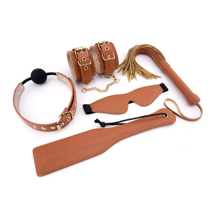 Dream Toys Male Sex Toys | Elite BDSM Cognac Vegan Leather Set