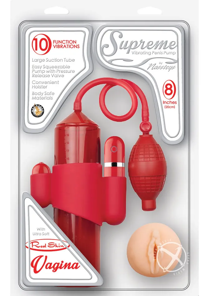 Novelties By Nasswalk Inc Male Sex Toys Supreme Vibrating Penis Pump Vagina Red